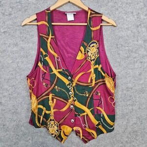 Envious Women's Vest Size L 100% Rayon Burgundy Equestrian Cowgirl Rodeo Western